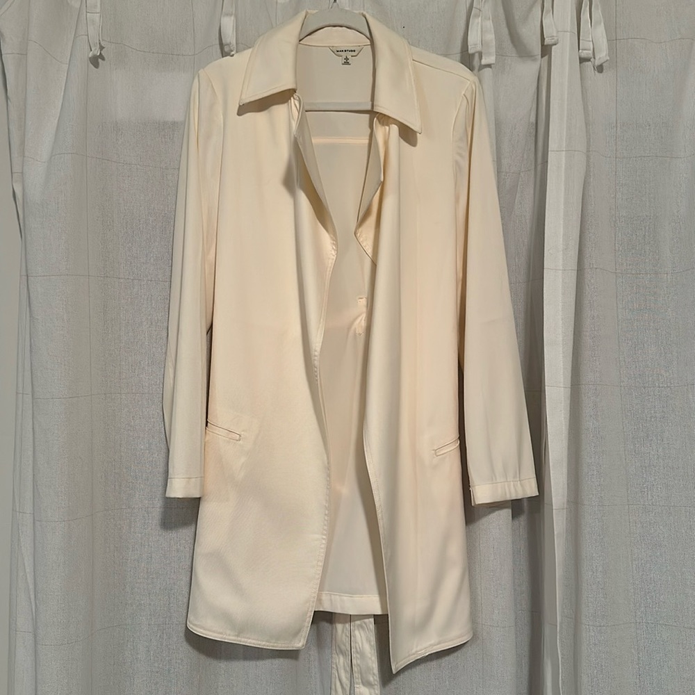 Cream mid length trench coat